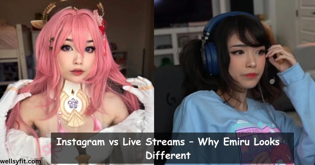 Emiru appearance comparison between Instagram posts and live streams