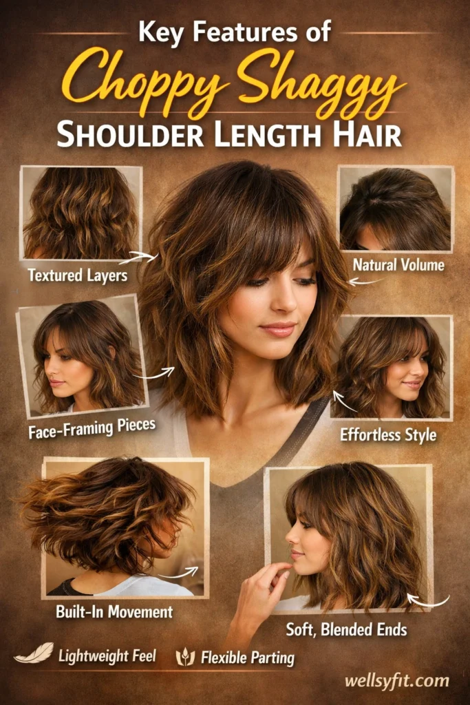 Key Features of Choppy Shaggy Shoulder Length Hair