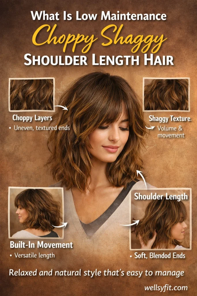 What Is Low Maintenance Choppy Shaggy Shoulder Length Hair
