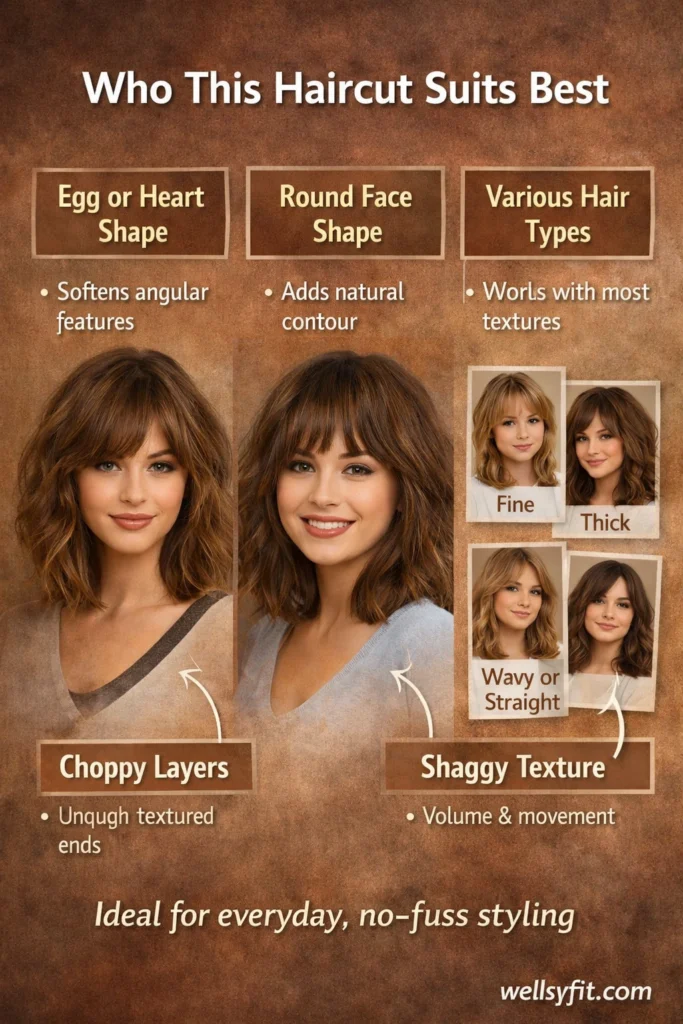 choppy shaggy shoulder length hair Suits Best for who