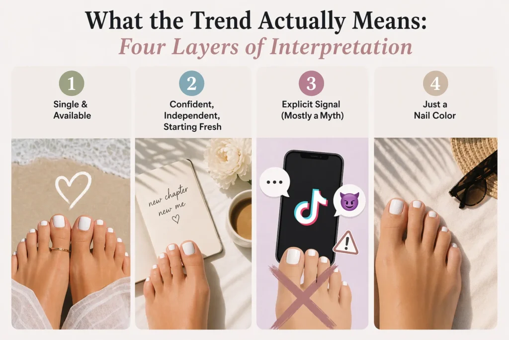 What the Trend white toenail polish Actually Means Four Layers of Interpretation